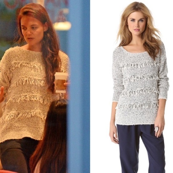 JOIE Camille Grey Fringe Cotton Blend Knit Sweater Small - Picture 3 of 8